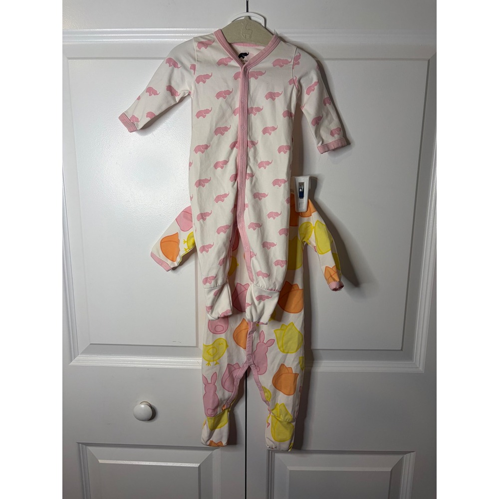 Monica + Andy Organic Cotton Sleep Play Bundle 2pk Pink Elephant Bunny 0-3M NWOT